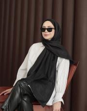 %100 pamuk ipek şal bushu monogram siyah  3