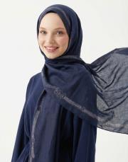 minimal tack pamuk şal lacivert 2