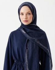 minimal tack pamuk şal lacivert 3