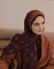 royal monogram pamuk şal kahve camel 2