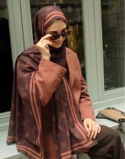 royal monogram pamuk şal kahve camel 3