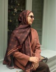 royal monogram pamuk şal kahve camel 4