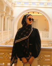 royal monogram pamuk şal siyah beyaz 3