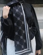 royal monogram pamuk şal siyah beyaz 4