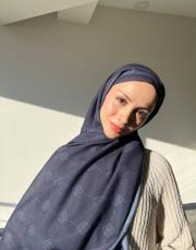 royal monogram pamuk şal lacivert 3