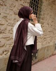 royal monogram pamuk şal bordo 2