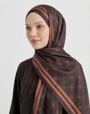 royal monogram twill şal kahve camel