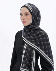 royal monogram twill şal siyah beyaz 2