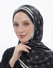 royal monogram twill şal siyah beyaz 3