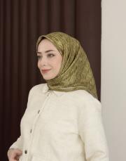 imza monogram %100 twill ipek eşarp yeşil