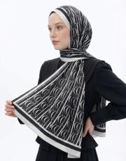 imza monogram twill şal siyah