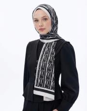imza monogram twill şal siyah 2