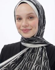 imza monogram twill şal siyah 3