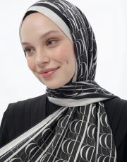 imza monogram twill şal siyah 4