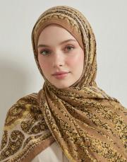 yün ipek şal açık kahve 