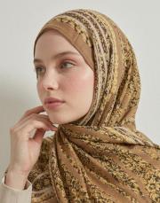 yün ipek şal açık kahve  2