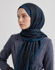 yün ipek şal siyah lacivert