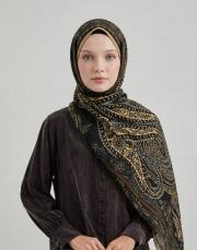 yün ipek şal bej siyah