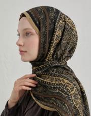 yün ipek şal bej siyah 2