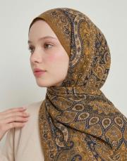 yün ipek şal kahve mavi