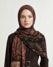 yün ipek şal bordo siyah