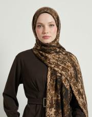 yün ipek şal kahve bej