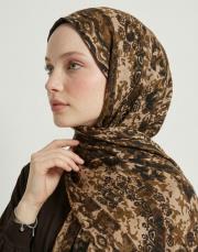 yün ipek şal kahve bej 2