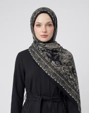 yün ipek şal siyah gri