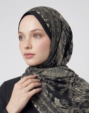 yün ipek şal siyah gri 2