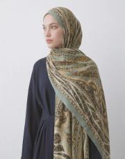 yün ipek şal siyah zümrüt 2