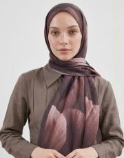 sevgi pamuk şal kahverengi 3