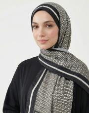 mini mono twill şal siyah beyaz