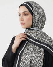 mini mono twill şal siyah beyaz 2