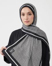mini mono twill şal siyah beyaz 3
