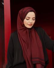 zuhal köprülü’nün tercihi mini mono bordo floş şal  3