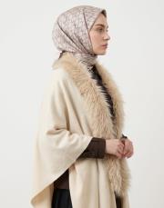 kürklü panço bej