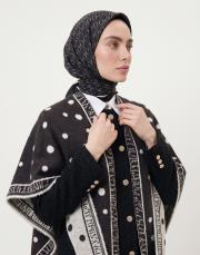 puantiye desenli üçgen şal siyah