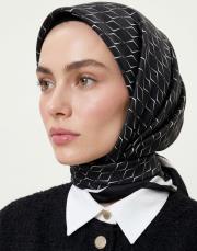 karo monogram twill eşarp siyah 