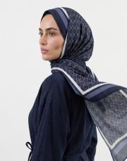 karo monogram pamuk şal lacivert