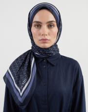 karo monogram pamuk şal lacivert 3