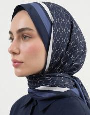 karo monogram pamuk şal lacivert 4