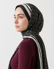 karo monogram pamuk şal siyah 