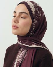 ornament pamuk şal bordo
