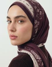 ornament pamuk şal bordo 3
