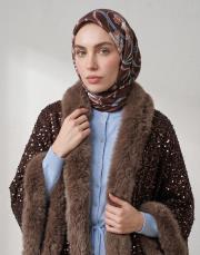 kürklü pullu panço acı kahve